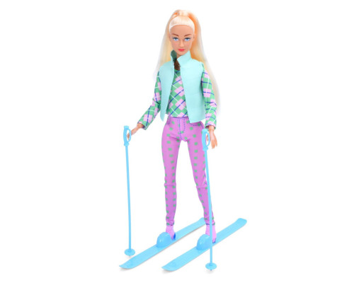 Дитяча лялька "Лижниця" 8520(Turquoise) бірюзовий, шарнірна 29 см