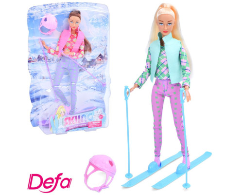 Дитяча лялька "Лижниця" 8520(Turquoise) бірюзовий, шарнірна 29 см