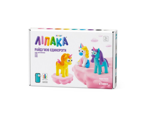 Набір пластиліну "Веселкові єдинороги: Лайті, Санні, Рейні" ЛІПАКА 60053-UA01 самостійно твердіє