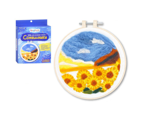 Набір для валяння голкою "Соняшники" M5863UA готовий виріб 16,5 х 16,5 см