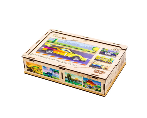 Дерев’яний дитячий пазл 4в1 "Транспорт" Puz-14785, 80 елементів