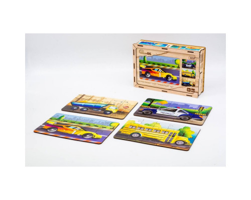 Дерев’яний дитячий пазл 4в1 "Транспорт" Puz-14785, 80 елементів