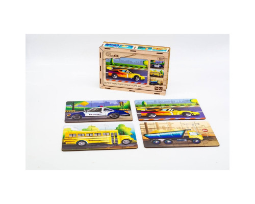 Дерев’яний дитячий пазл 4в1 "Транспорт" Puz-14785, 80 елементів