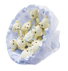 Букет из игрушек Мишки голубой 5350IT с 9ю игрушками
