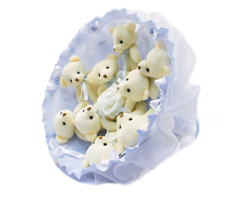 Букет з іграшок Ведмедики блакитний 5350IT з 9ю іграшками