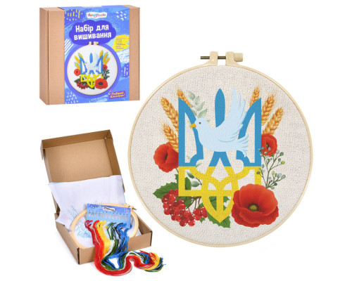 Детский набор для вышивания "Украина/маки/пшеница/Тризуб" DYEK1023 пяльце 20 см
