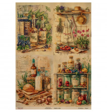 Декупажная карта на крафт-бумаге "Ботаника Винтаж" FDKDA3-0059, 29,7x42 см