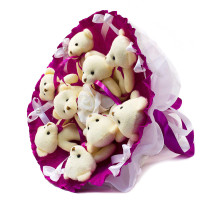Букет з іграшок Ведмедики фуксія 5351IT з 9ю іграшками