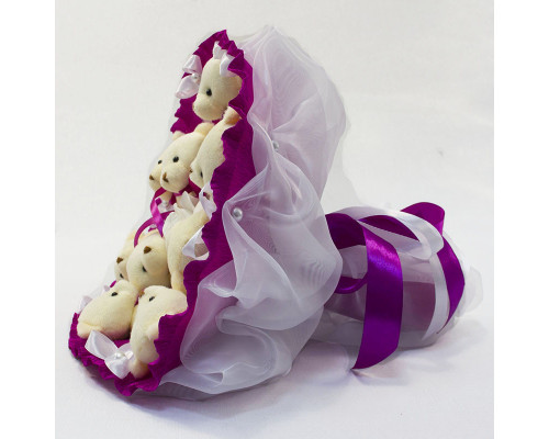 Букет з іграшок Ведмедики фуксія 5351IT з 9ю іграшками