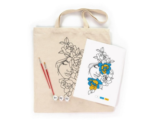 Набір для творчості екосумка-розмальовка "Квіти у волоссі" N0003621, 38х42 см