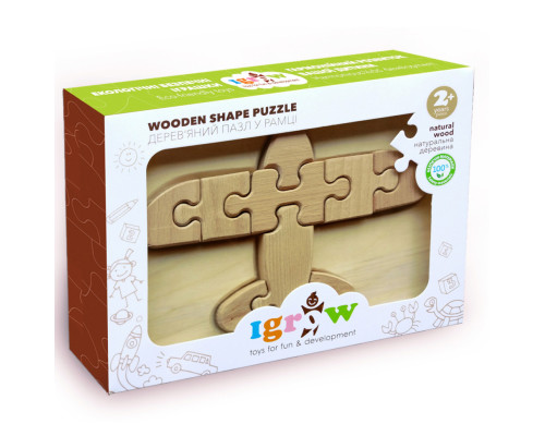 Деревянный пазл "Самолет" Igrow IGT-002 в рамке