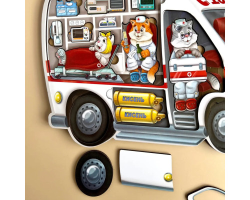 Деревянный пазл-сортер "Скорая помощь" Ubumblebees (ПСФ020) PSF020