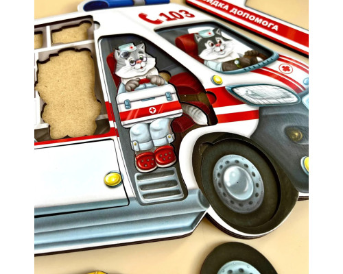 Деревянный пазл-сортер "Скорая помощь" Ubumblebees (ПСФ020) PSF020