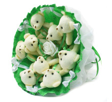 Букет з іграшок Ведмедики смарагдовий 5352IT з 9ю іграшками