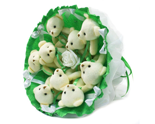 Букет з іграшок Ведмедики смарагдовий 5352IT з 9ю іграшками