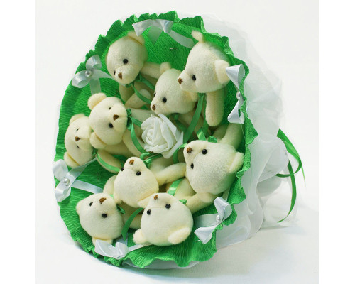 Букет з іграшок Ведмедики смарагдовий 5352IT з 9ю іграшками