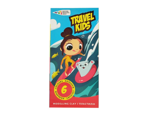 Дитячий пластилін "Travel Kids" 331008/TK восковий, 6 кольорів по 12 г