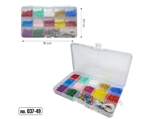Набор бисера для создания украшений 037-49 в боксе, леска в комплекте
