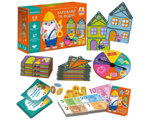 Детская настольная игра "Зарабатывай и строй" VT2312-04, 48 деталей домов