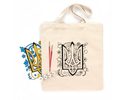 Набір для творчості екосумка-розмальовка "Тризуб" N0003604, 38х42 см