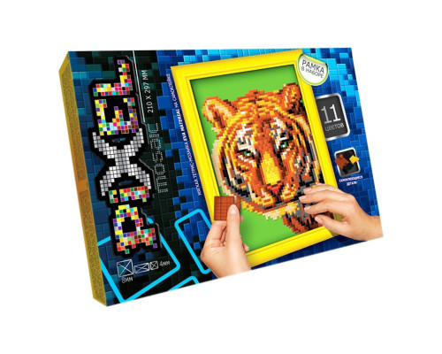 Набор для творчества "Мозаика Пиксель: Тигр" РМ-01-05, 21х29,7 см, рамка в наборе