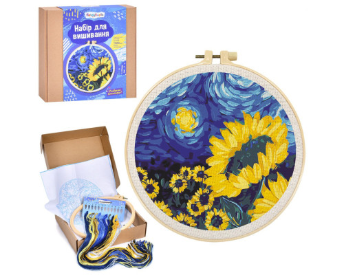 Детский набор для вышивания "Подсолнухи/Солнечный день" DYEK1018 пяльце 20 см