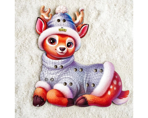 Деревянная игрушка-шнуровка "Олененок" (ПСД278) PSD278, 24 детали 20 задач