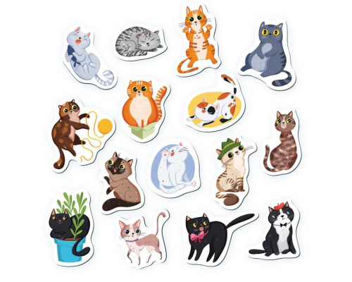 Набір магнітів "Котики" 200258, 15 елементів в комплекті