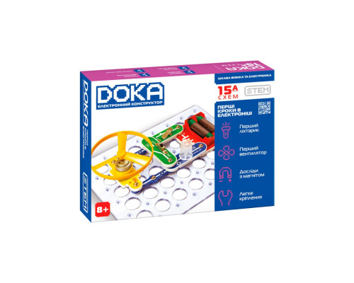 Электронный конструктор "Первые шаги в электронике" DOKA D70709 набор А, 15 схем, свет