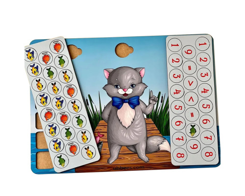 Настольная игра "Ученый котик" (ПСД237) PSD237 математика, больше-меньше