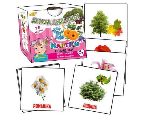 Обучающие карточки Глена Домана. "Деревья, кусты, цветы" MKD0017 укр.