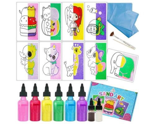 Детский набор для творчества картины из песка 9 в 1 KP-004 на картоне