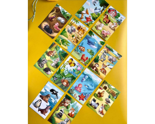 Настільна розвиваюча гра "Лото: у світі тварин" Ubumblebees (ПСФ046) PSF046, 48 фігурних фішок