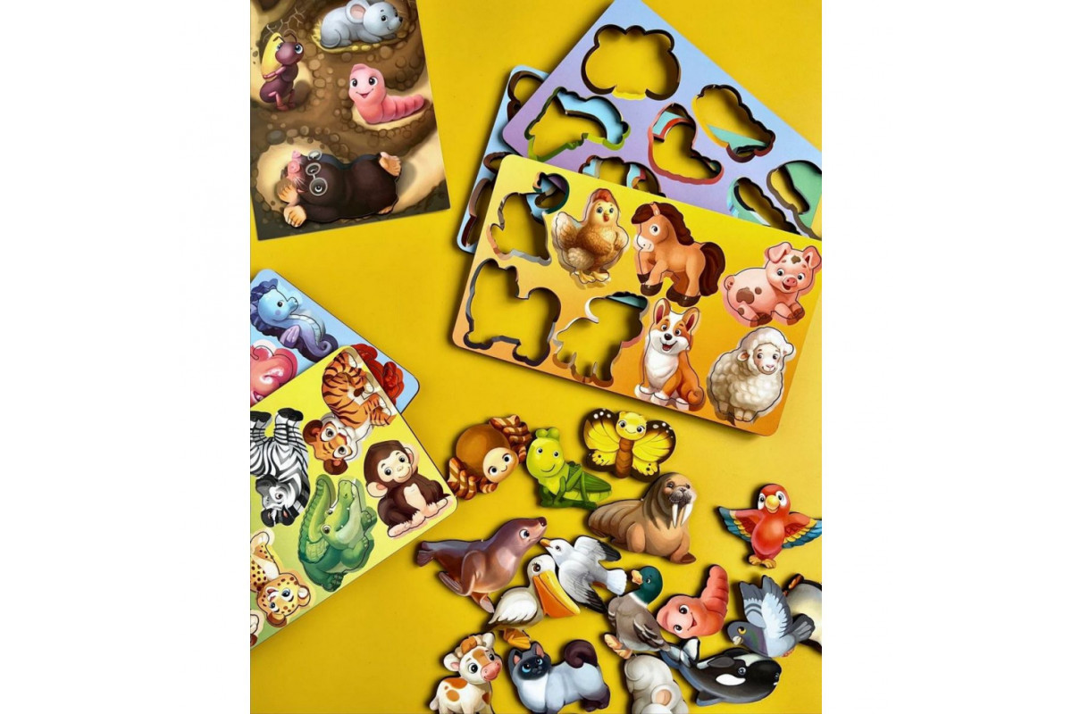 Настольная развивающая игра "Лото: в мире животных" Ubumblebees (ПСФ046) PSF046, 48 фигурных фишек