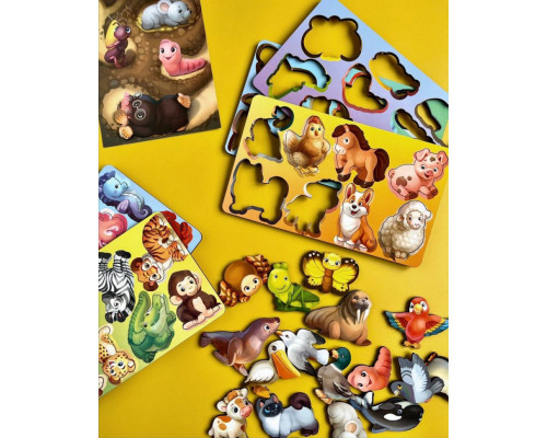 Настільна розвиваюча гра "Лото: у світі тварин" Ubumblebees (ПСФ046) PSF046, 48 фігурних фішок