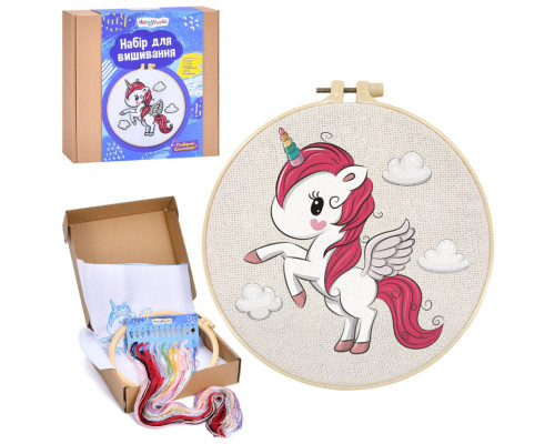 Детский набор для вышивания "Единорожка" DYEK1017 пяльце 20 см