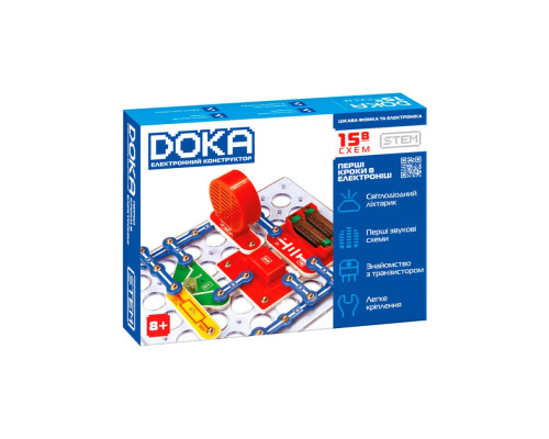 Електронний конструктор "Перші кроки в електроніці" DOKA D70710 набір В, 15 схем, звук та світло
