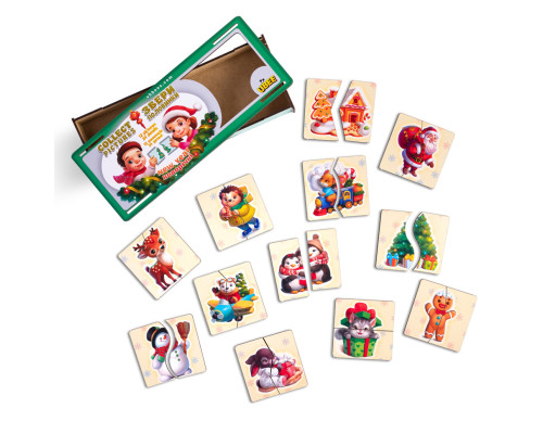 Настольная игра-пазлы "Новогодние половинки" (ПСД238) PSD238, 12 картинок