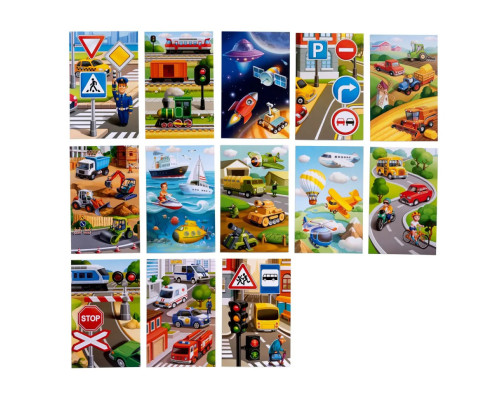 Настольная развивающая игра "Лото: транспорт" Ubumblebees (ПСФ082) PSF082, 52 фигурные фишки