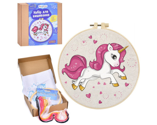 Детский набор для вышивания "Единорог" DYEK1014 пяльце 20 см