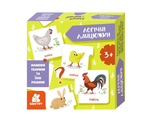 Логические цепочки "Малыши животные и их семьи" 1782001 на украинском языке