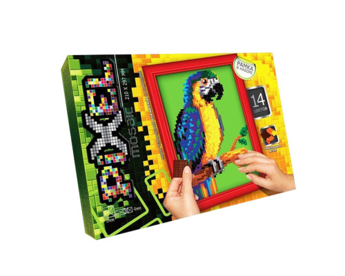 Набір для творчості "Мозаїка Піксель: Папуга" РМ-01-02, 21х29,7 см, рамка в наборі