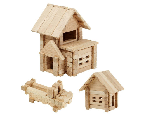 Деревянный конструктор "Домик с гаражом" Igroteco 900118, 75 деталей