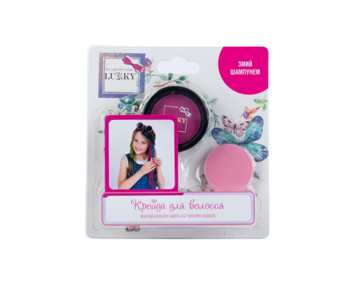 Дитяча пудрова крейда для волосся T11917 зі спонжем, рожевий