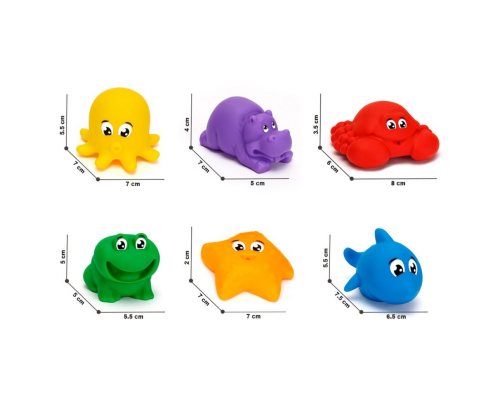 Набор для игры в ванной ТехноК 7464TXK, 6 фигурок животных