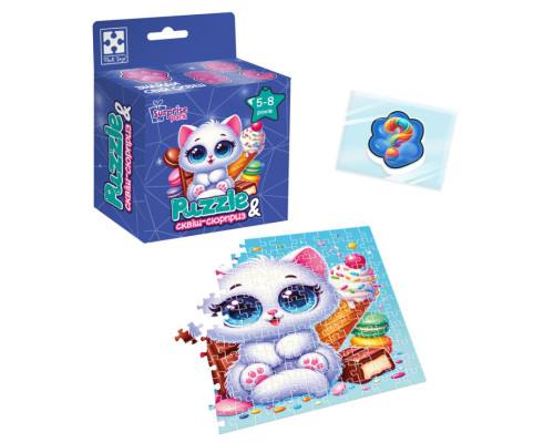 Дитячі пазли з сюрпризом "Біле кошенятко" VT 8030-03, 180 деталей