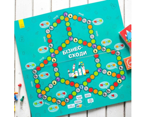 Настольная игра "Бизнес-лестница" РЛ902037У кубик, 5 фишек игроков