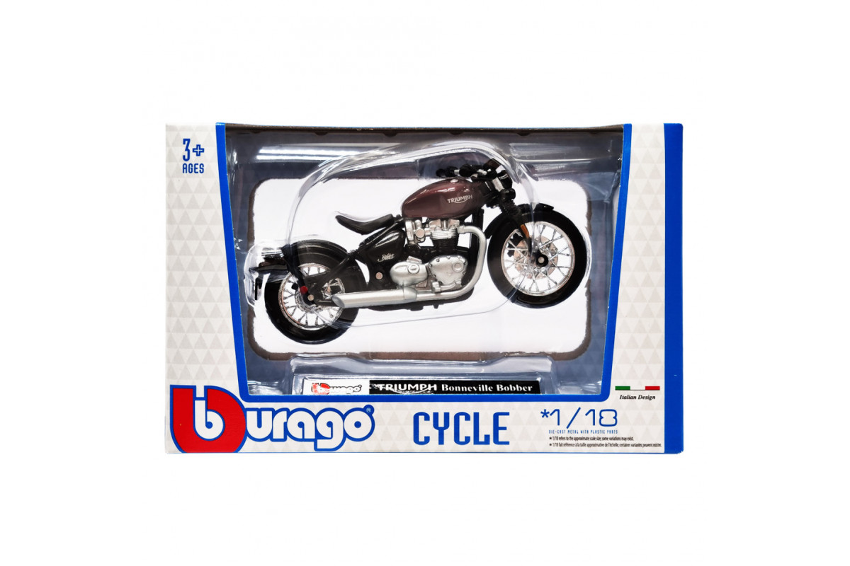 Дитяча модель Мотоцикла "TRIUMPH Bonneville Bobber" Bburago 18-51030-7 масштаб 1:18