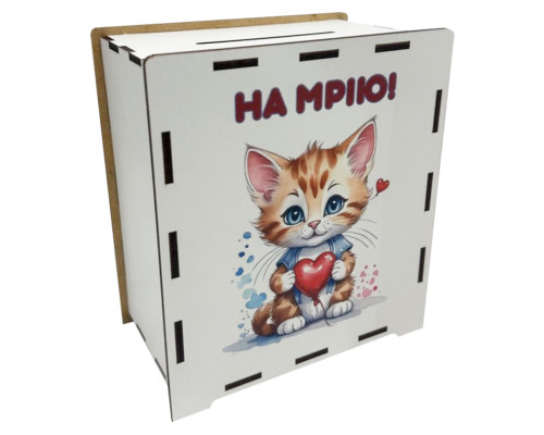 Деревянная копилка на мечту "Котик" 3240-21-008, 17х15 см 200 дней