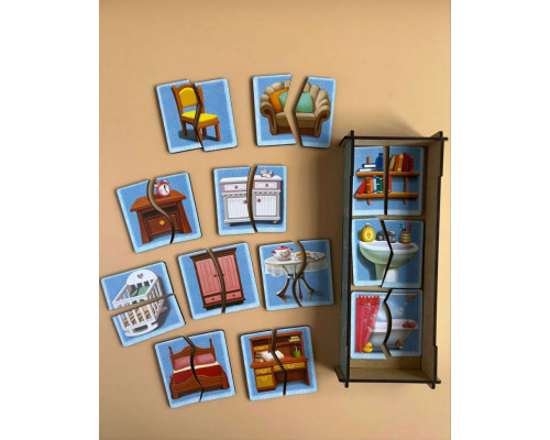 Настольная развивающая игра-пазл "Мебель" Ubumblebees (ПСФ072) PSF072, 12 картинок-половинок